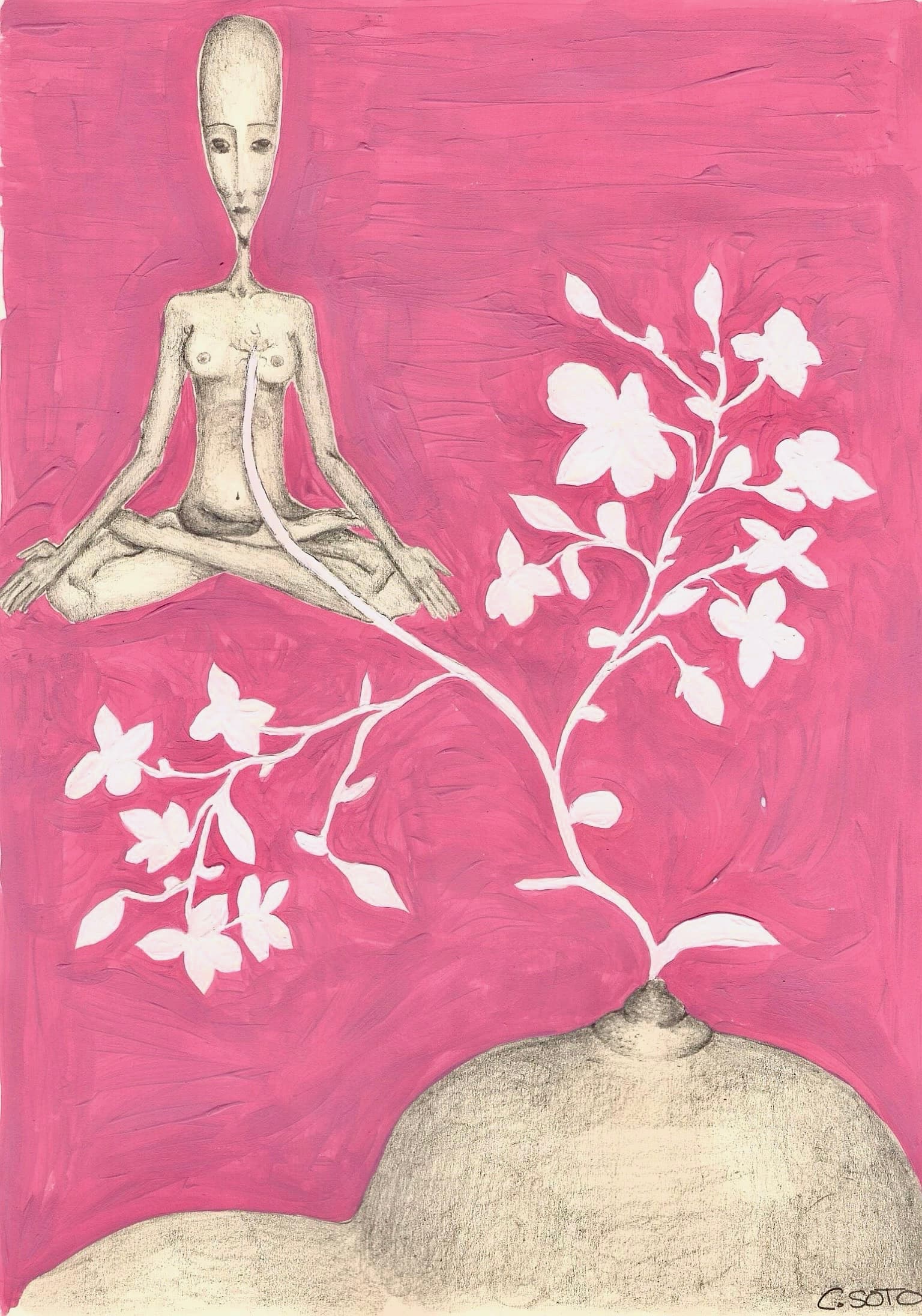 Nous ne sommes rien qu'un produit, Acrylic and graphite on paper — Carlota Soto